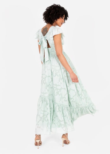 Lovedrobe Light Green Floral Faux Wrap Maxi Dress