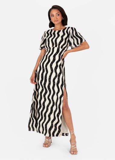 Lovedrobe Multi Wave Short Sleeve Midaxi Dress