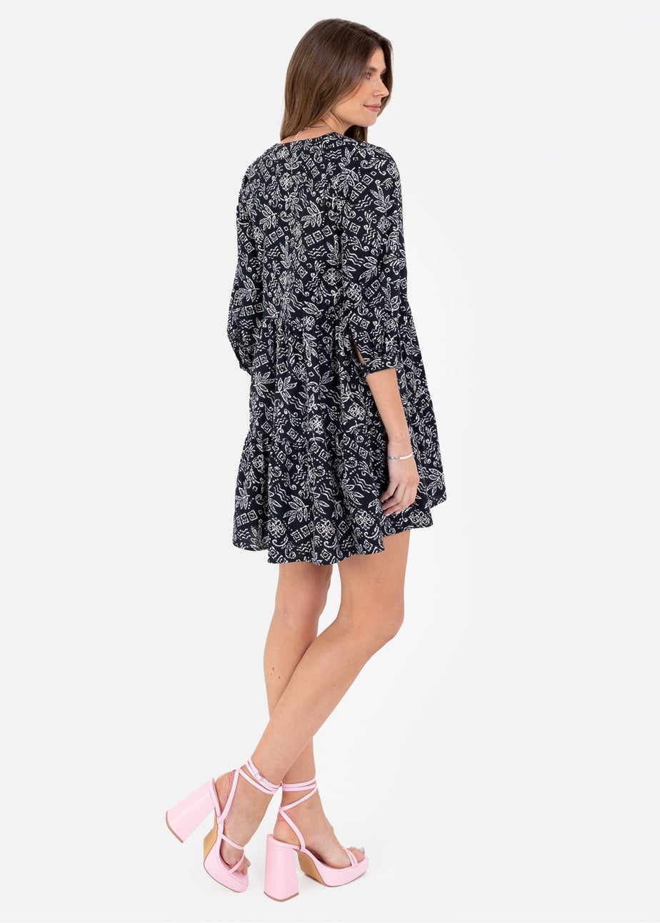 Lovedrobe Monochrome Cotton Mini Smock Dress