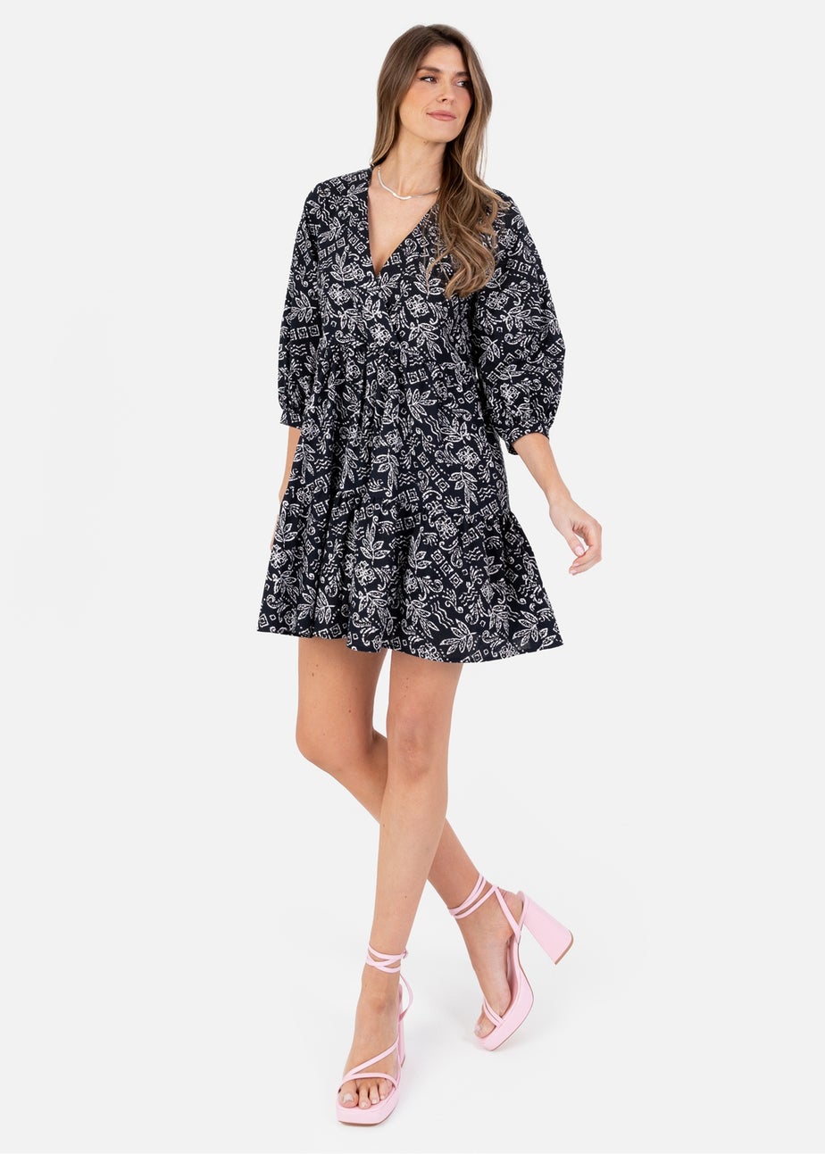Lovedrobe Monochrome Cotton Mini Smock Dress