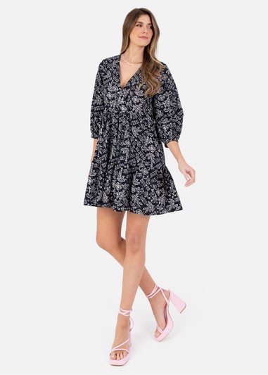 Lovedrobe Monochrome Cotton Mini Smock Dress