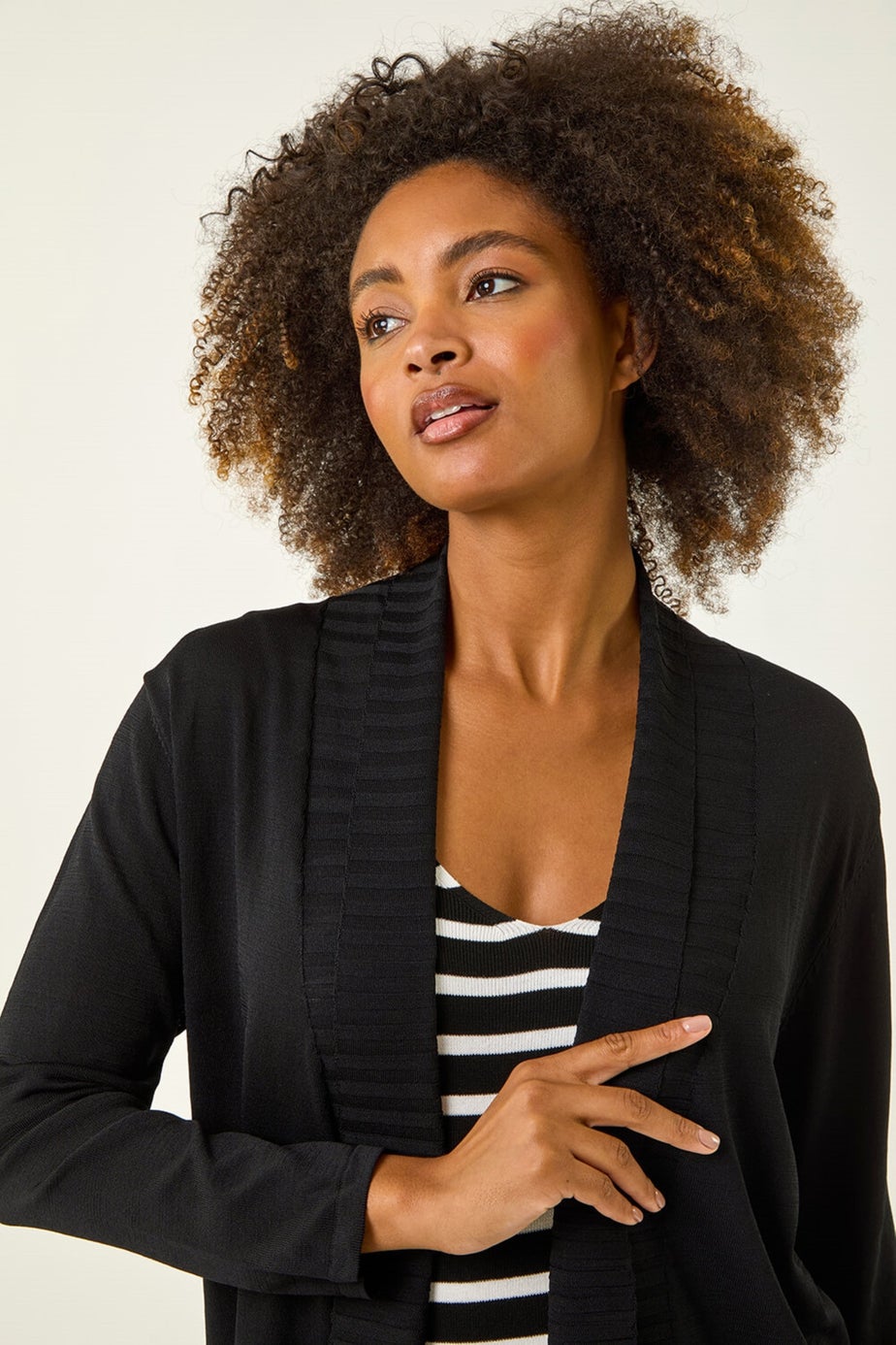 Roman Black Ribbed Detail Shrug