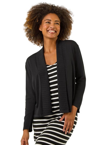 Roman Black Ribbed Detail Shrug