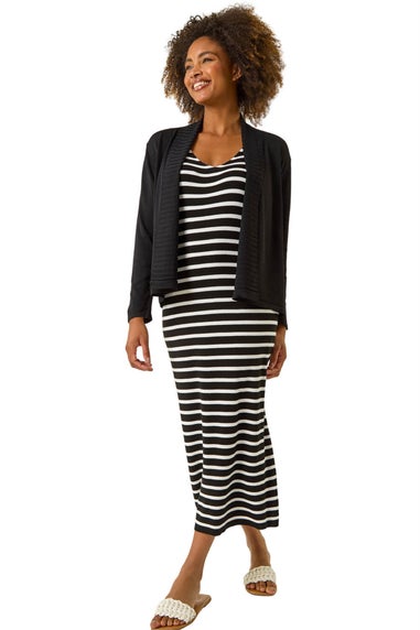 Roman Black Ribbed Detail Shrug