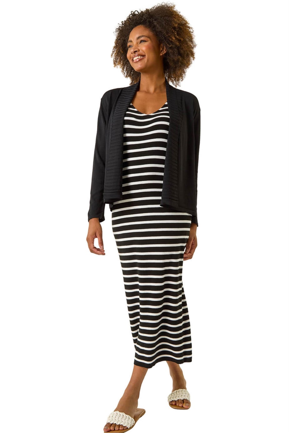 Roman Black Ribbed Detail Shrug