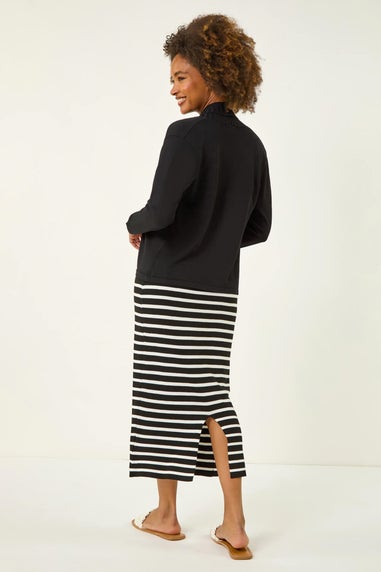 Roman Black Ribbed Detail Shrug