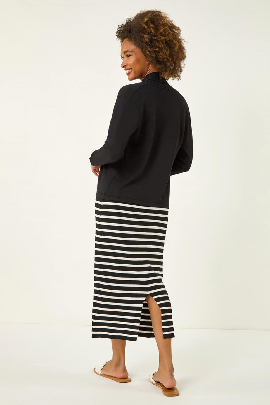 Roman Black Ribbed Detail Shrug