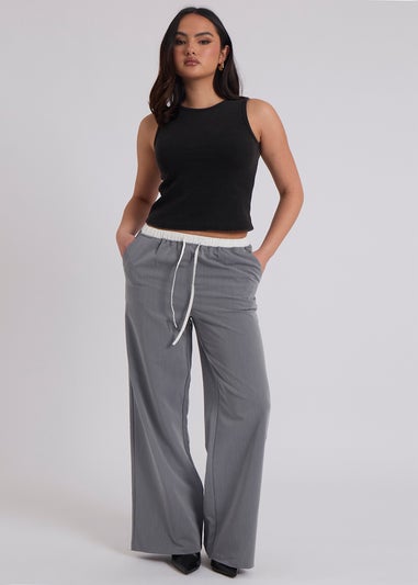 Urban Bliss Grey Elastic Double Waistband Trouser