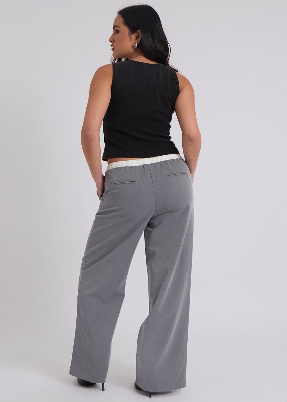 Urban Bliss Grey Elastic Double Waistband Trouser