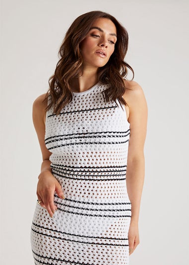 Urban Bliss Black/White Stripe Pointelle Midaxi Dress