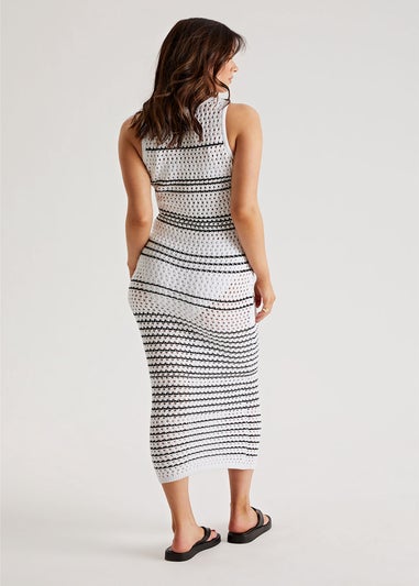 Urban Bliss Black/White Stripe Pointelle Midaxi Dress