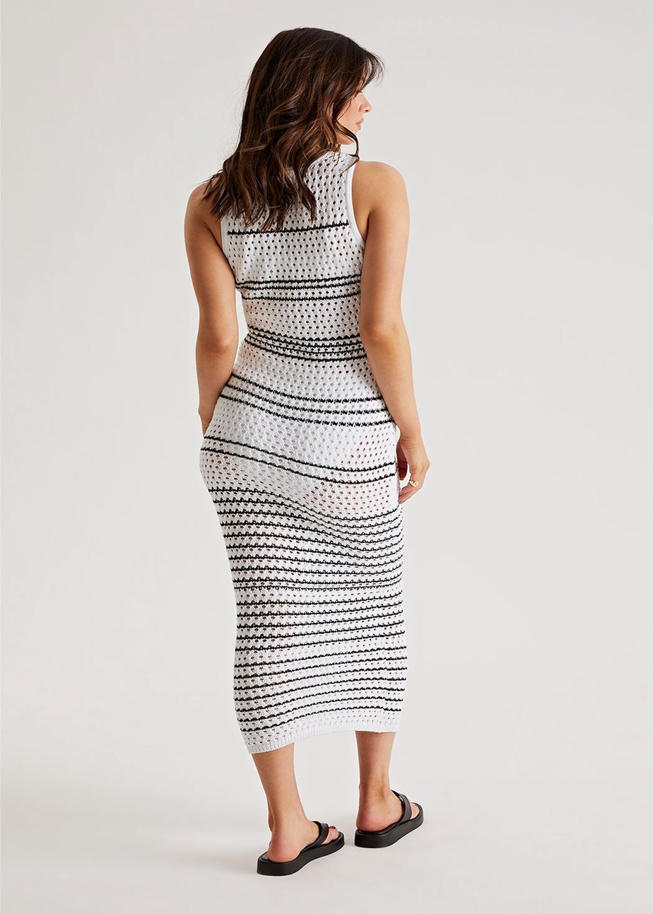 Urban Bliss Black/White Stripe Pointelle Midaxi Dress