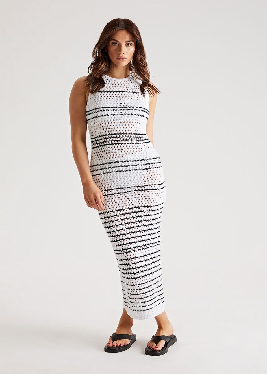 Urban Bliss Black/White Stripe Pointelle Midaxi Dress