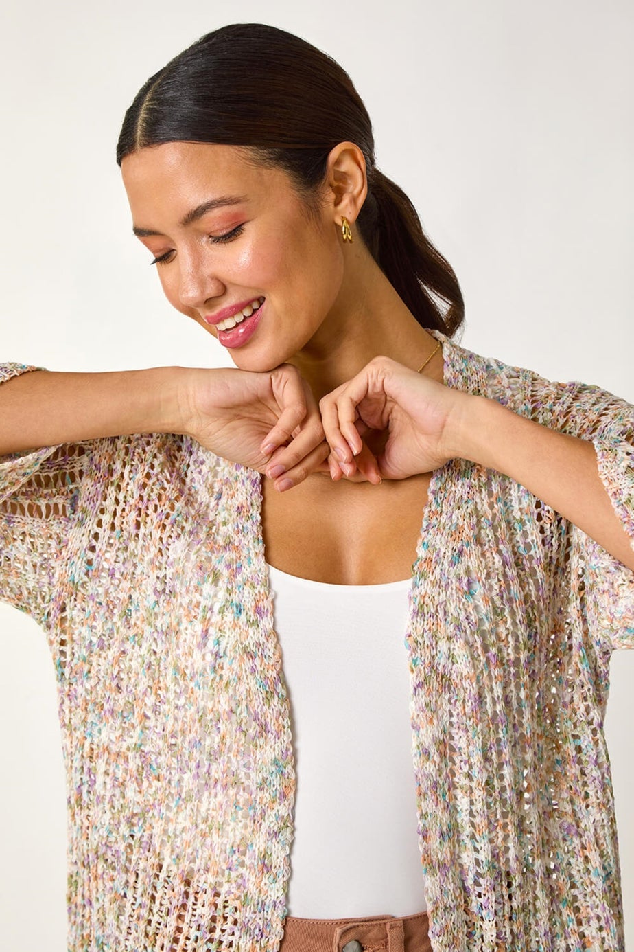 Roman Multi Stitch Detail Knit Cardigan