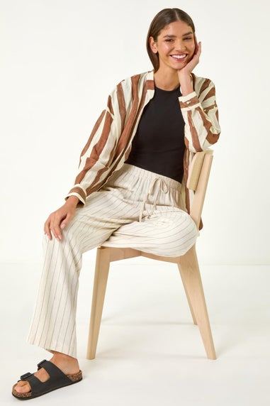 Roman Natural Full Length Linen Mix Trouser