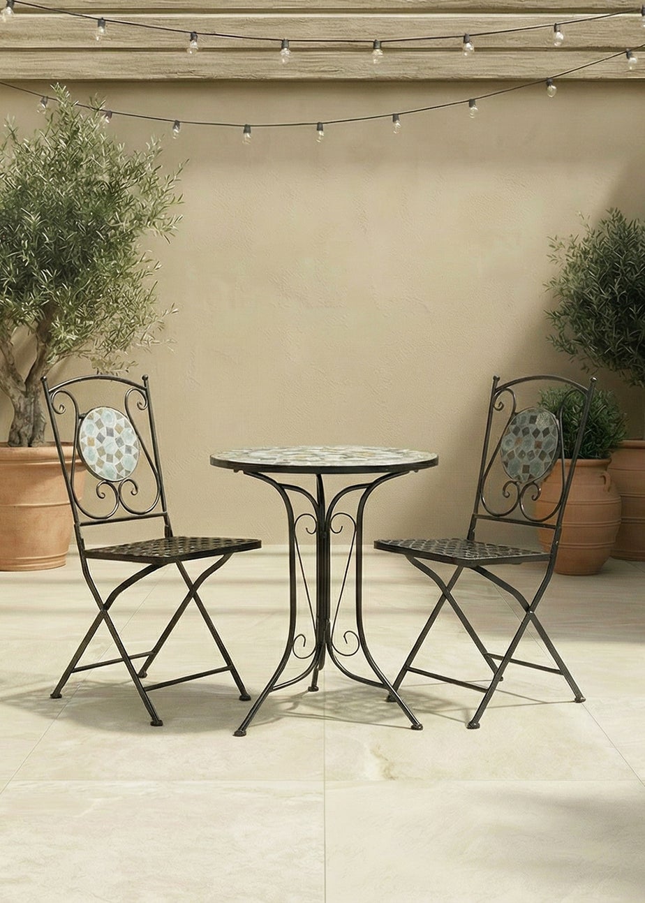 Charles Bentley 3 Piece Wrought Iron Mosaic Bistro Set (2 Seater)