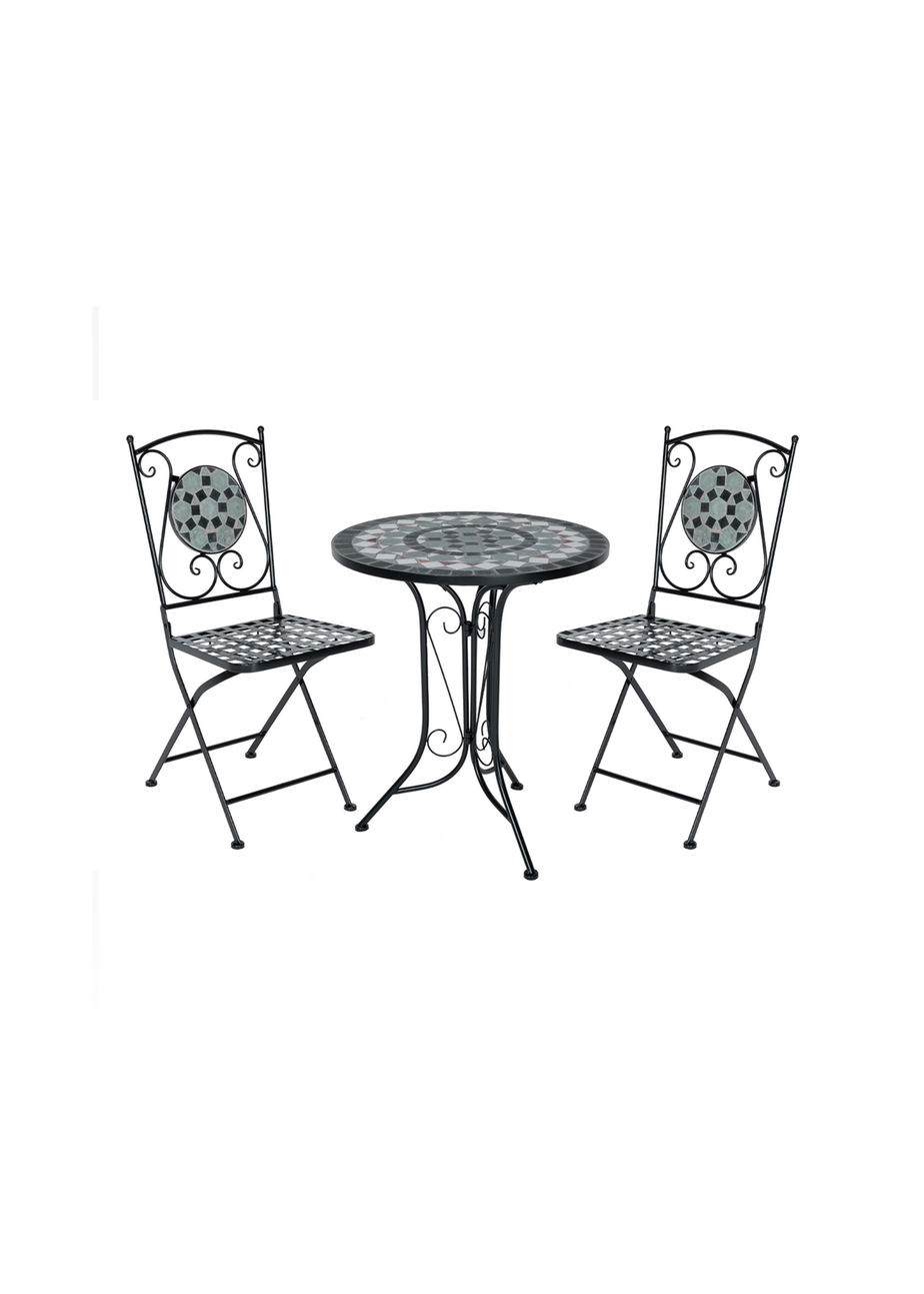 Charles Bentley 3 Piece Wrought Iron Mosaic Bistro Set (2 Seater)