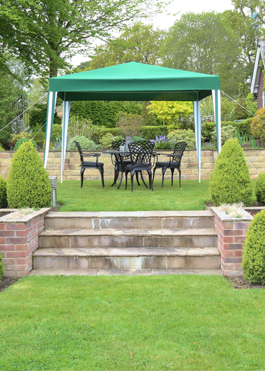 Charles Bentley 3x3m Polyester Gazebo Green Stripe Showerproof