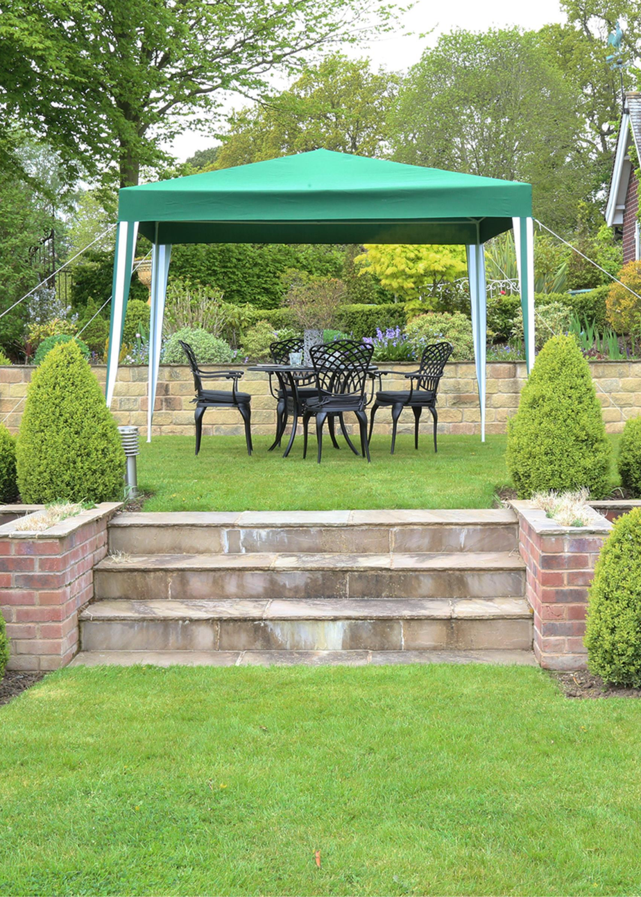 Charles Bentley 3x3m Polyester Gazebo Green Stripe Showerproof