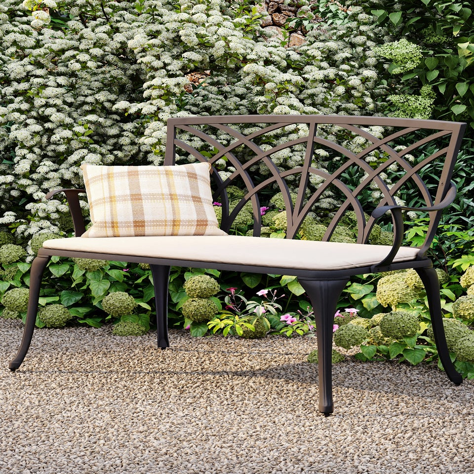 Charles Bentley 2 Seater Metal Cast Aluminium Garden Patio Bench