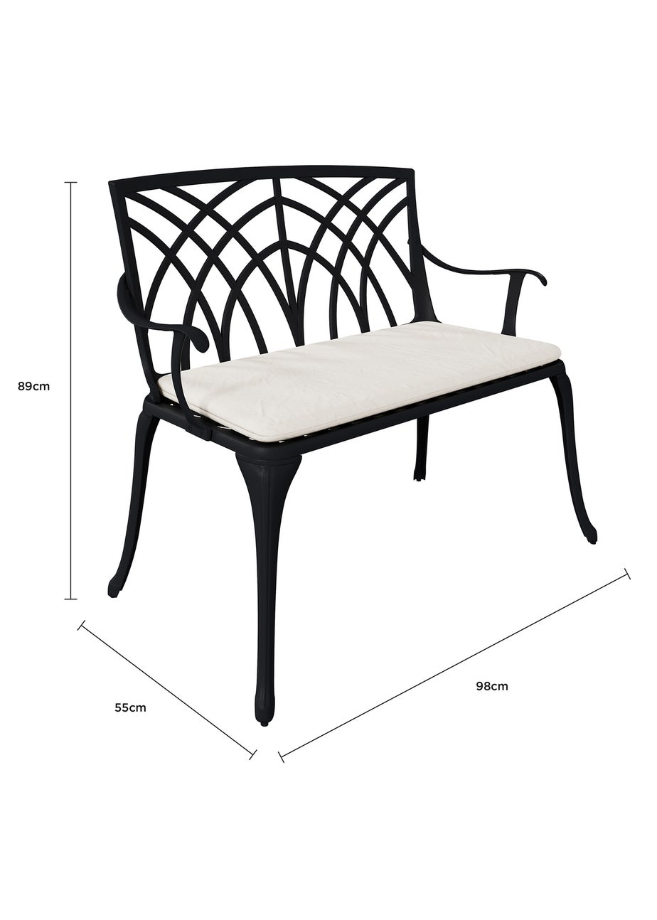 Charles Bentley 2 Seater Metal Cast Aluminium Garden Patio Bench