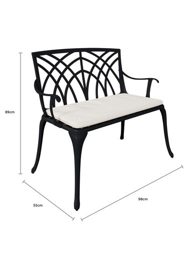 Charles Bentley 2 Seater Metal Cast Aluminium Garden Patio Bench