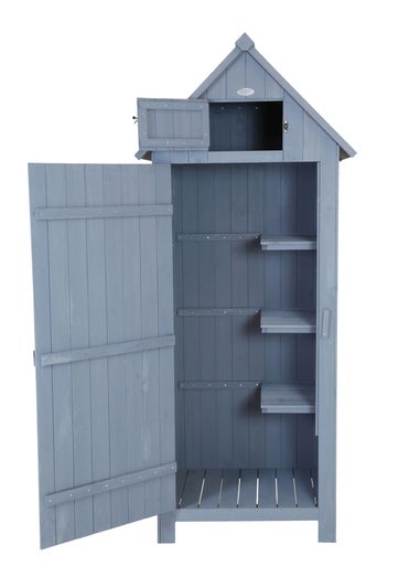 Charles Bentley FSC Slim Tall Garden Storage Shed Grey