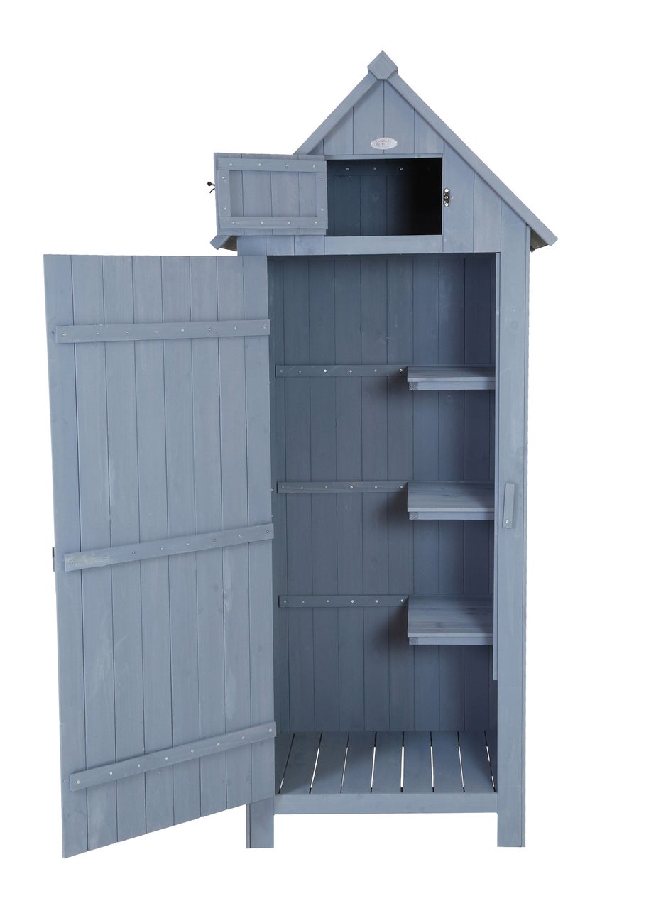 Charles Bentley FSC Slim Tall Garden Storage Shed Grey
