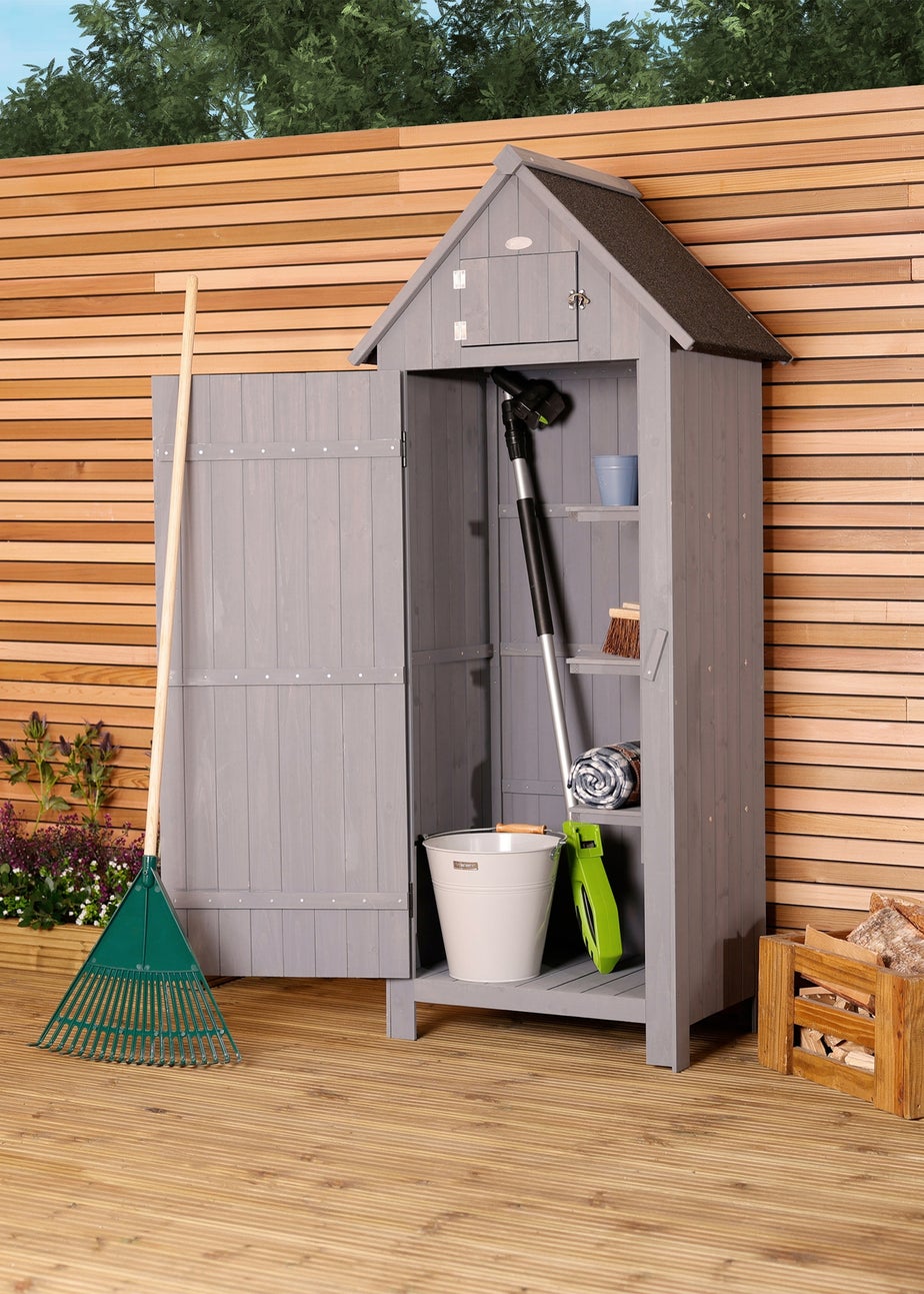Charles Bentley FSC Slim Tall Garden Storage Shed Grey