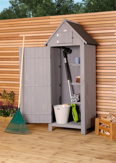 Charles Bentley FSC Slim Tall Garden Storage Shed Grey