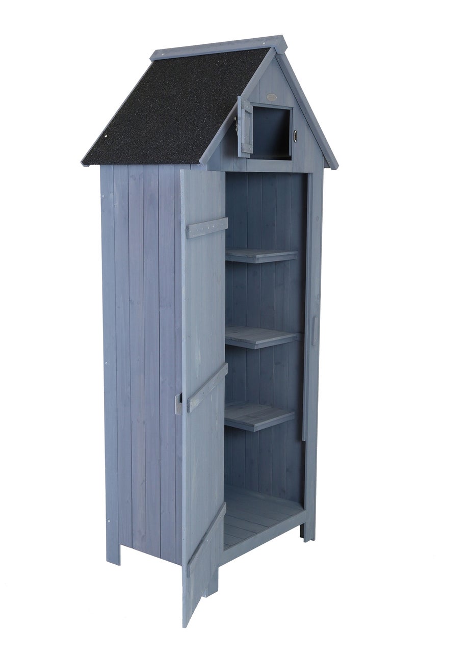 Charles Bentley FSC Slim Tall Garden Storage Shed Grey
