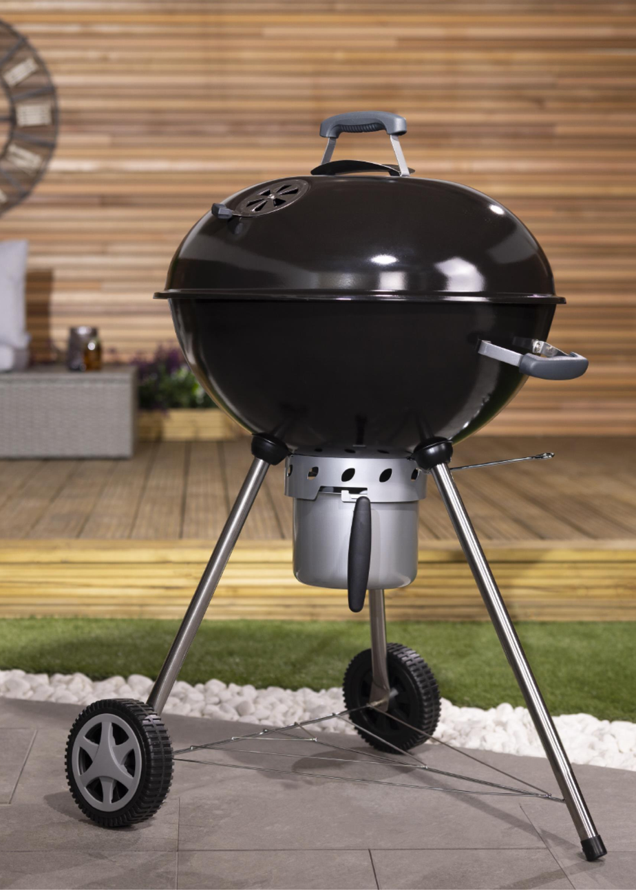 Charles Bentley Premium Charcoal Kettle BBQ Enamel Coated Steel Black