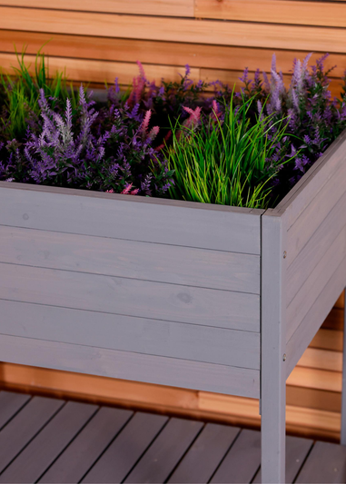 Charles Bentley Wooden Planter Raised Box with Shelf Herb Plant Box