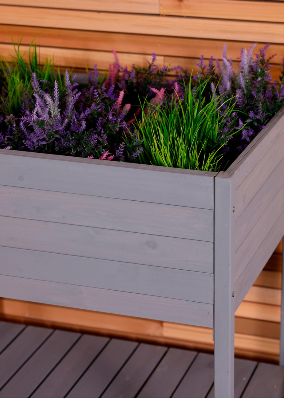 Charles Bentley Wooden Planter Raised Box with Shelf Herb Plant Box