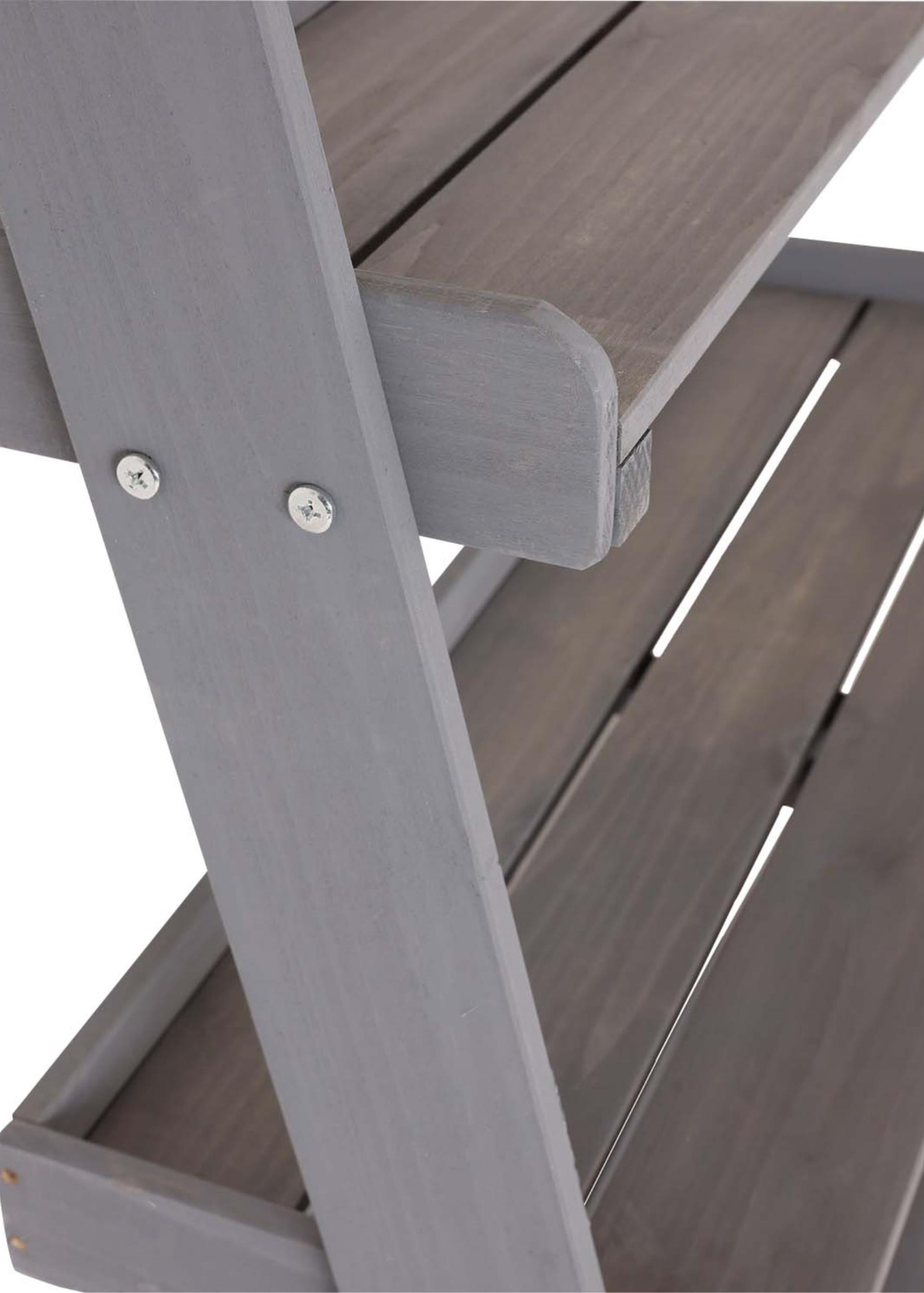 Charles Bentley FSC Wide Wooden Ladder Planter Grey 3 Shelves (H110cm x D33cm x W79cm)
