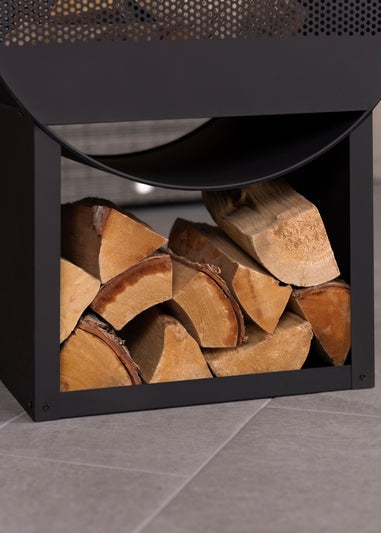 Charles Bentley Black Powder Coated Steel Modern Patio Heater Chimenea