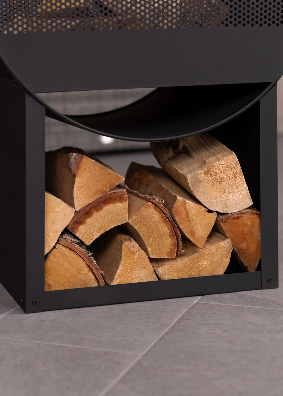 Charles Bentley Black Powder Coated Steel Modern Patio Heater Chimenea