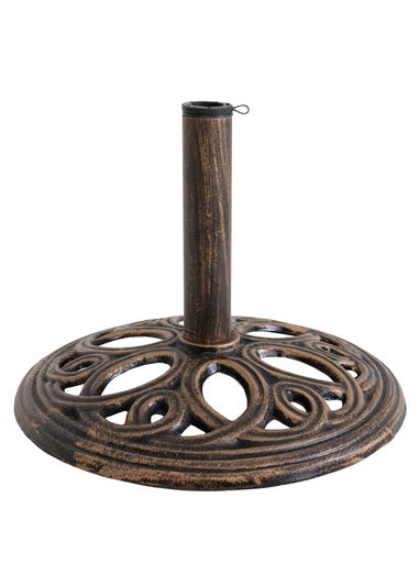 Charles Bentley Cast Iron Round Patio Umbrella Parasol Base Stand Bronze