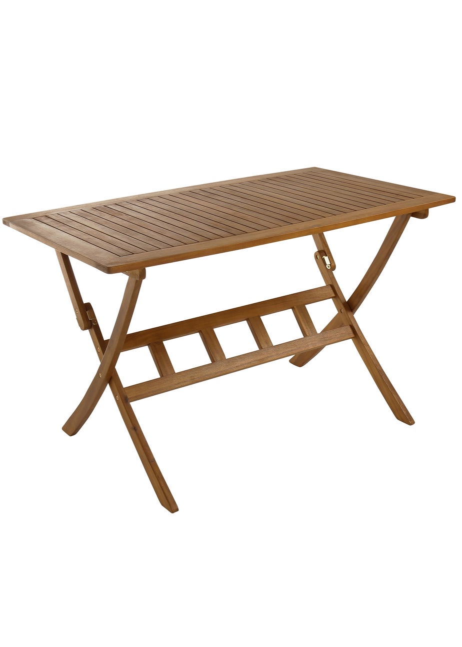 Charles Bentley FSC Acacia Hardwood Rectangular Folding Table (H74cm x W120cm x D70cm)
