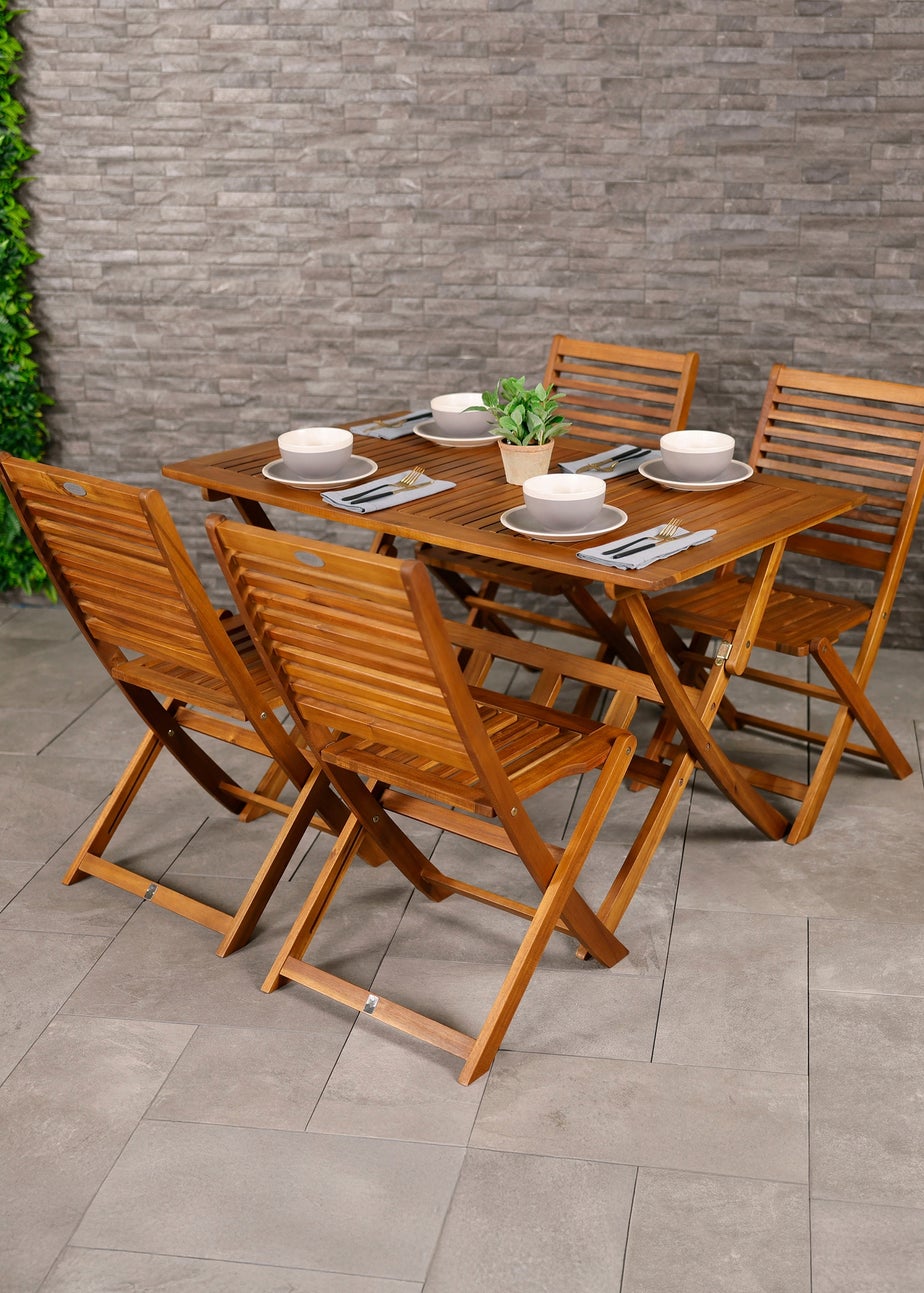 Charles Bentley FSC Acacia Hardwood Rectangular Folding Table (H74cm x W120cm x D70cm)