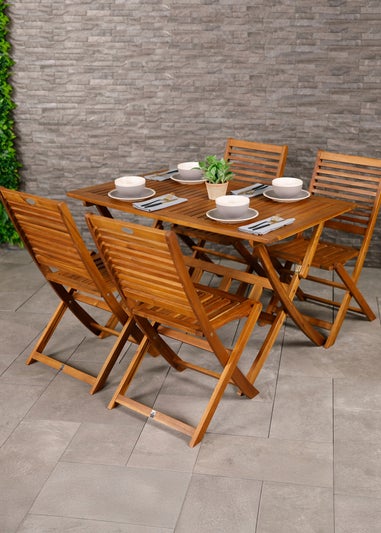 Charles Bentley FSC Acacia Hardwood Rectangular Folding Table (H74cm x W120cm x D70cm)