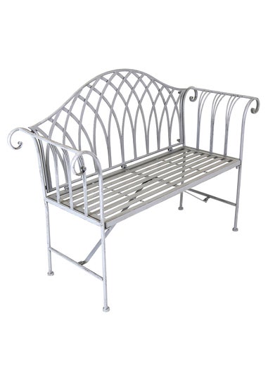 Charles Bentley Decorative Wrought Iron Outdoor Rustic Bench Grey