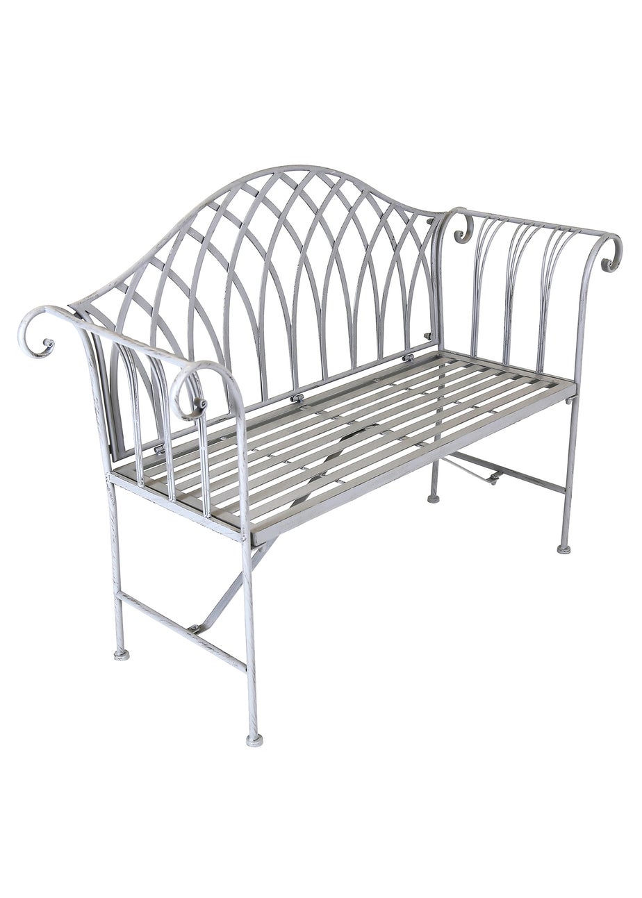 Charles Bentley Decorative Wrought Iron Outdoor Rustic Bench Grey