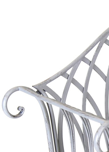 Charles Bentley Decorative Wrought Iron Outdoor Rustic Bench Grey