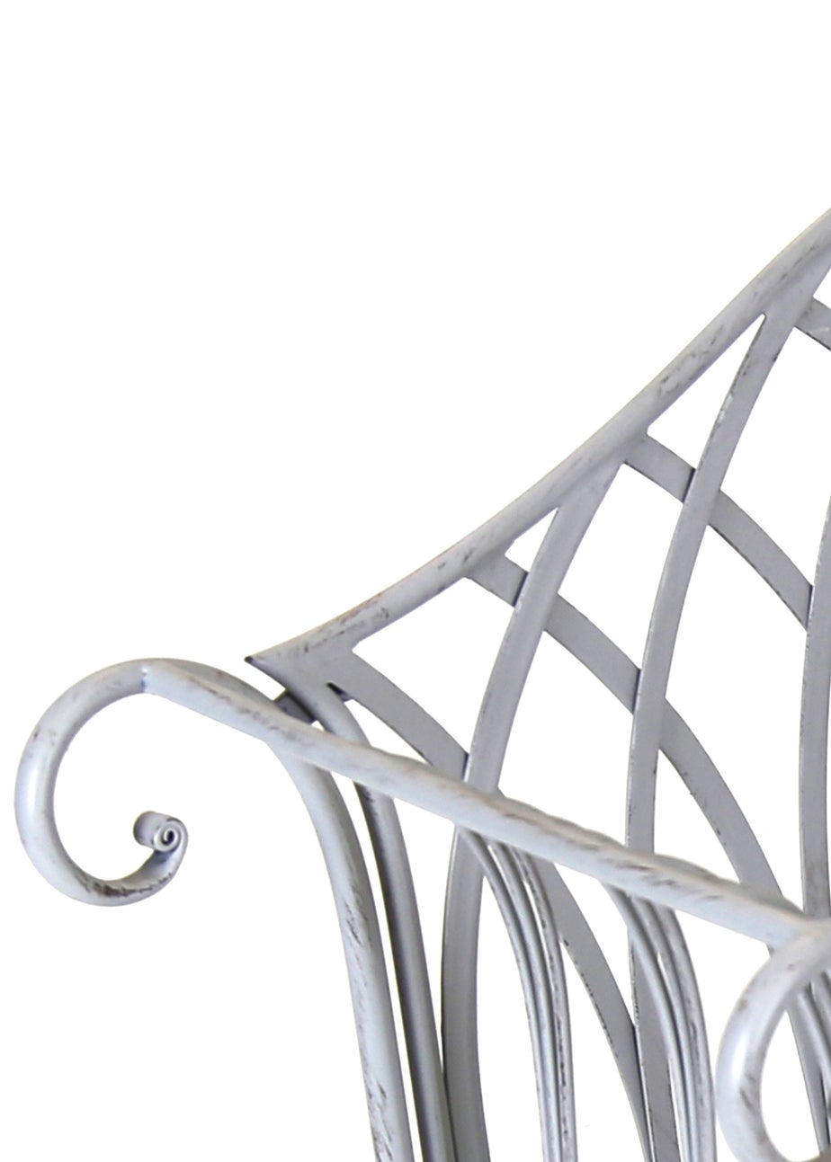 Charles Bentley Decorative Wrought Iron Outdoor Rustic Bench Grey