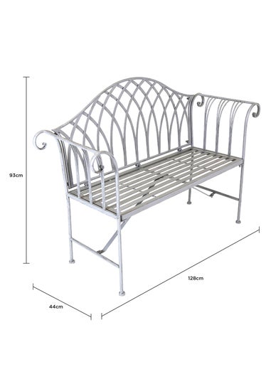 Charles Bentley Decorative Wrought Iron Outdoor Rustic Bench Grey
