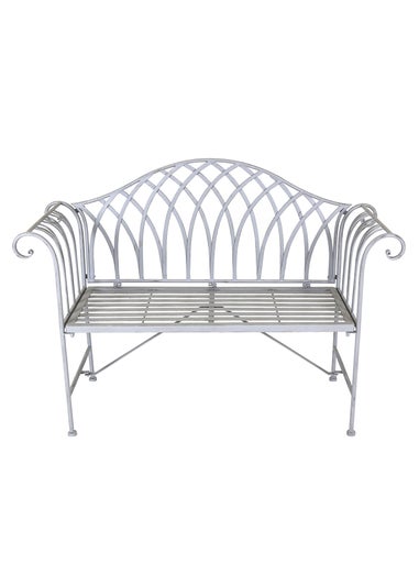 Charles Bentley Decorative Wrought Iron Outdoor Rustic Bench Grey