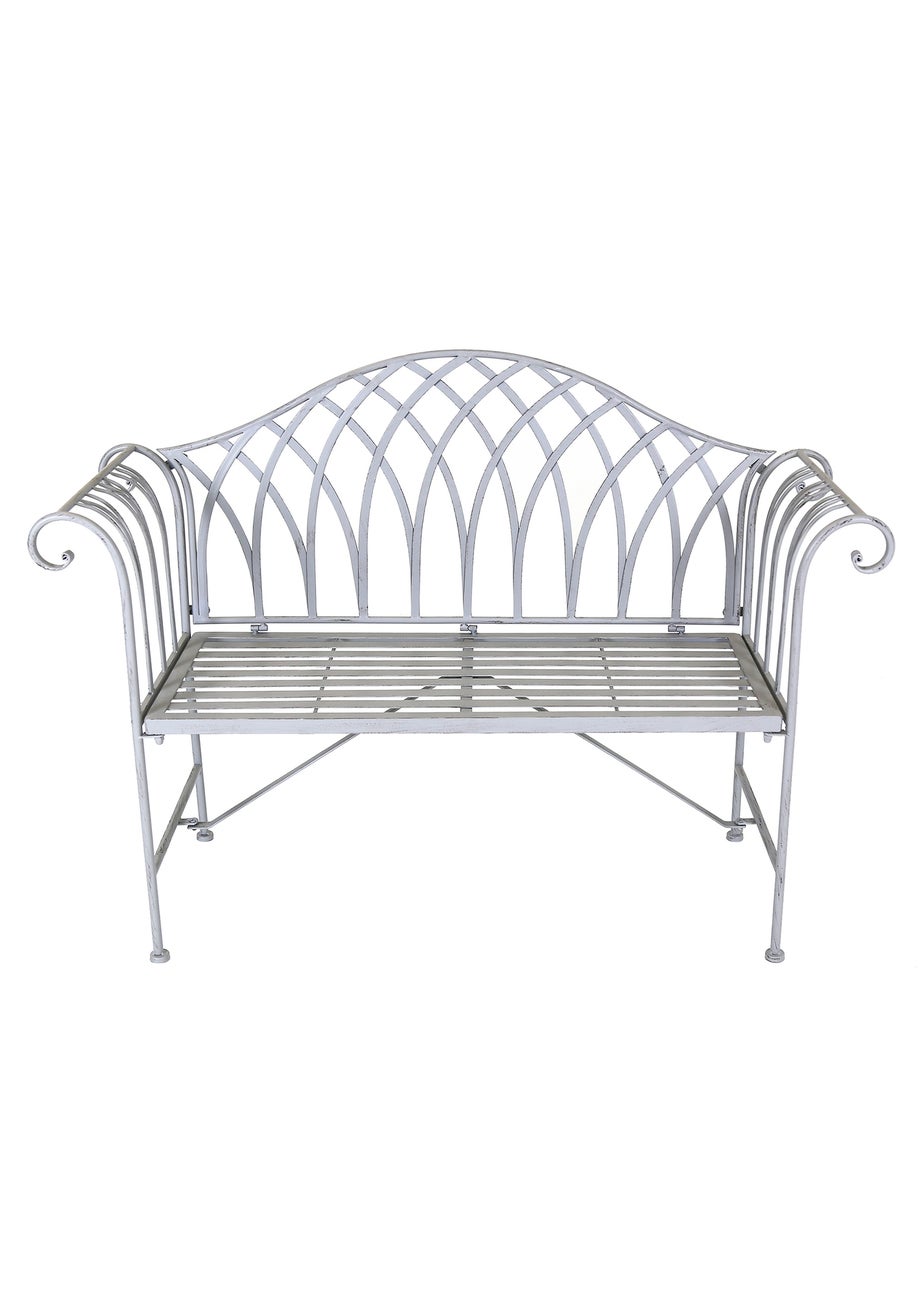 Charles Bentley Decorative Wrought Iron Outdoor Rustic Bench Grey
