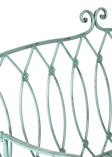 Charles Bentley Decorative Wrought Iron Outdoor Rustic Bench Green