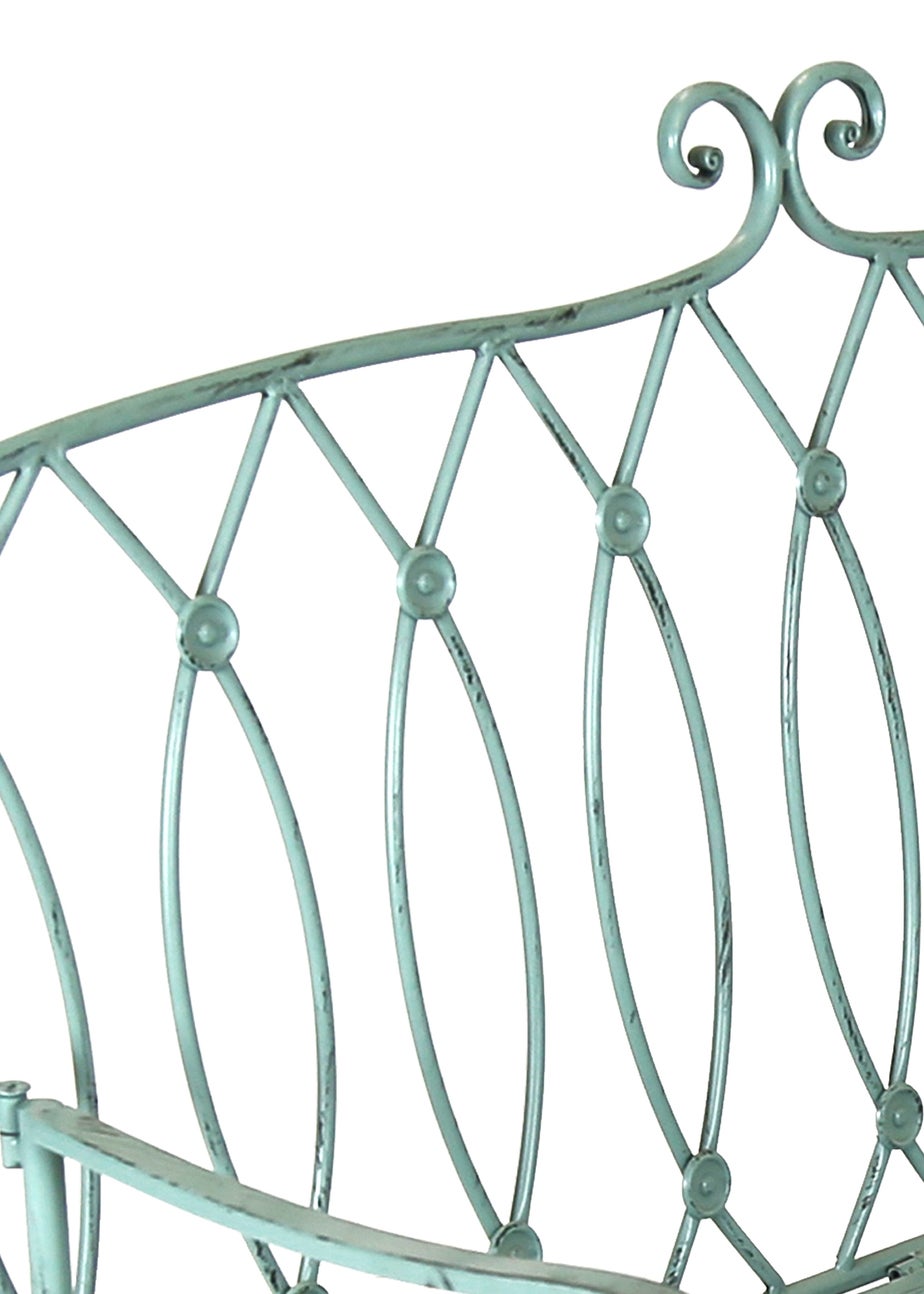 Charles Bentley Decorative Wrought Iron Outdoor Rustic Bench Green